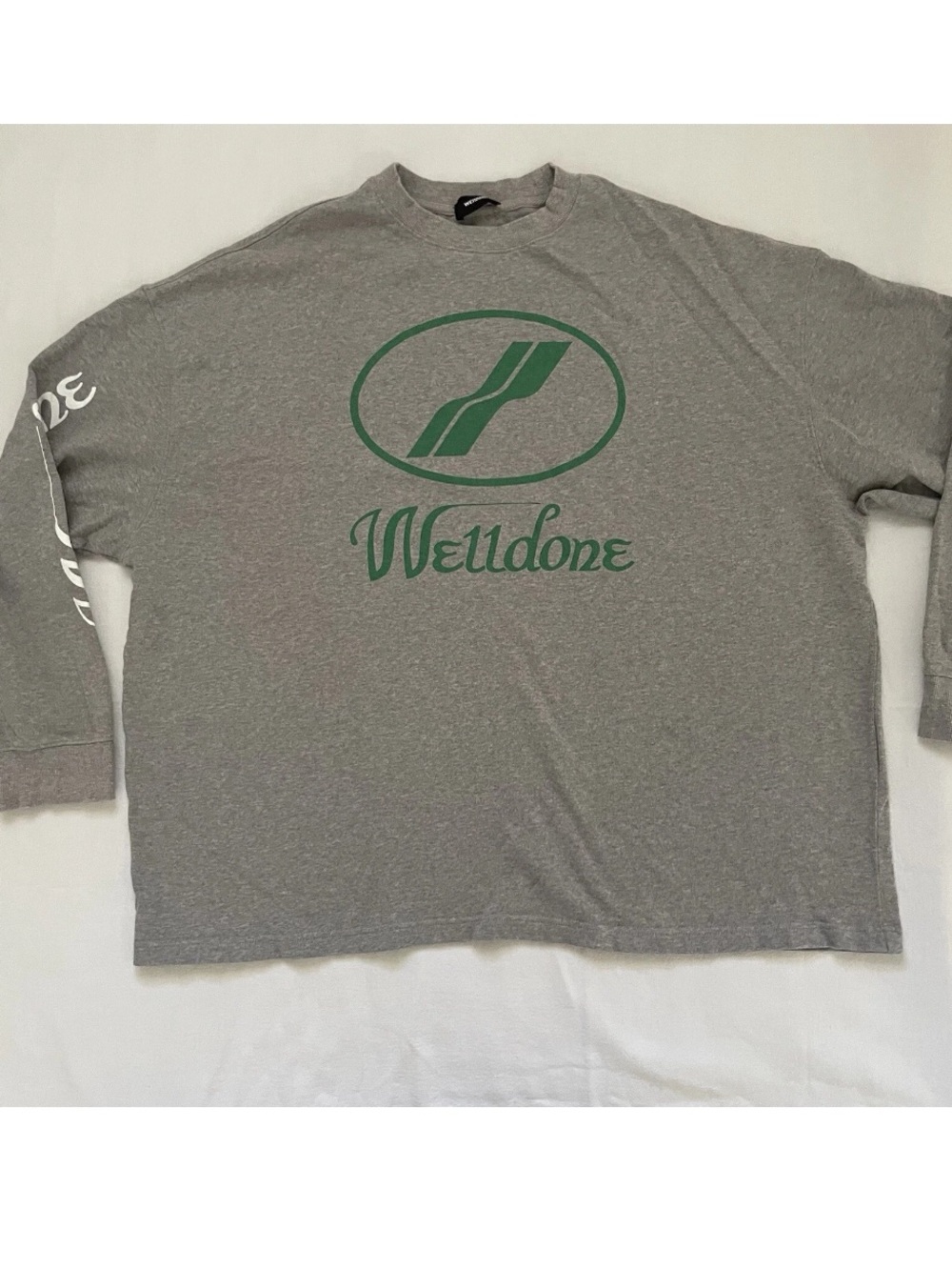 We11done Sweatshirts  Men LARGE Gray Long Sleeve Relax Fit Comfy Big Logo Urban